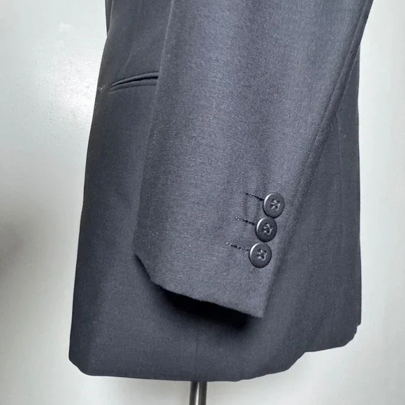 Giorgio Armani Tuxedo Suit Mens 44R 36x31 Black Solid Wool 3-Button Vintage - Picture 2 of 6